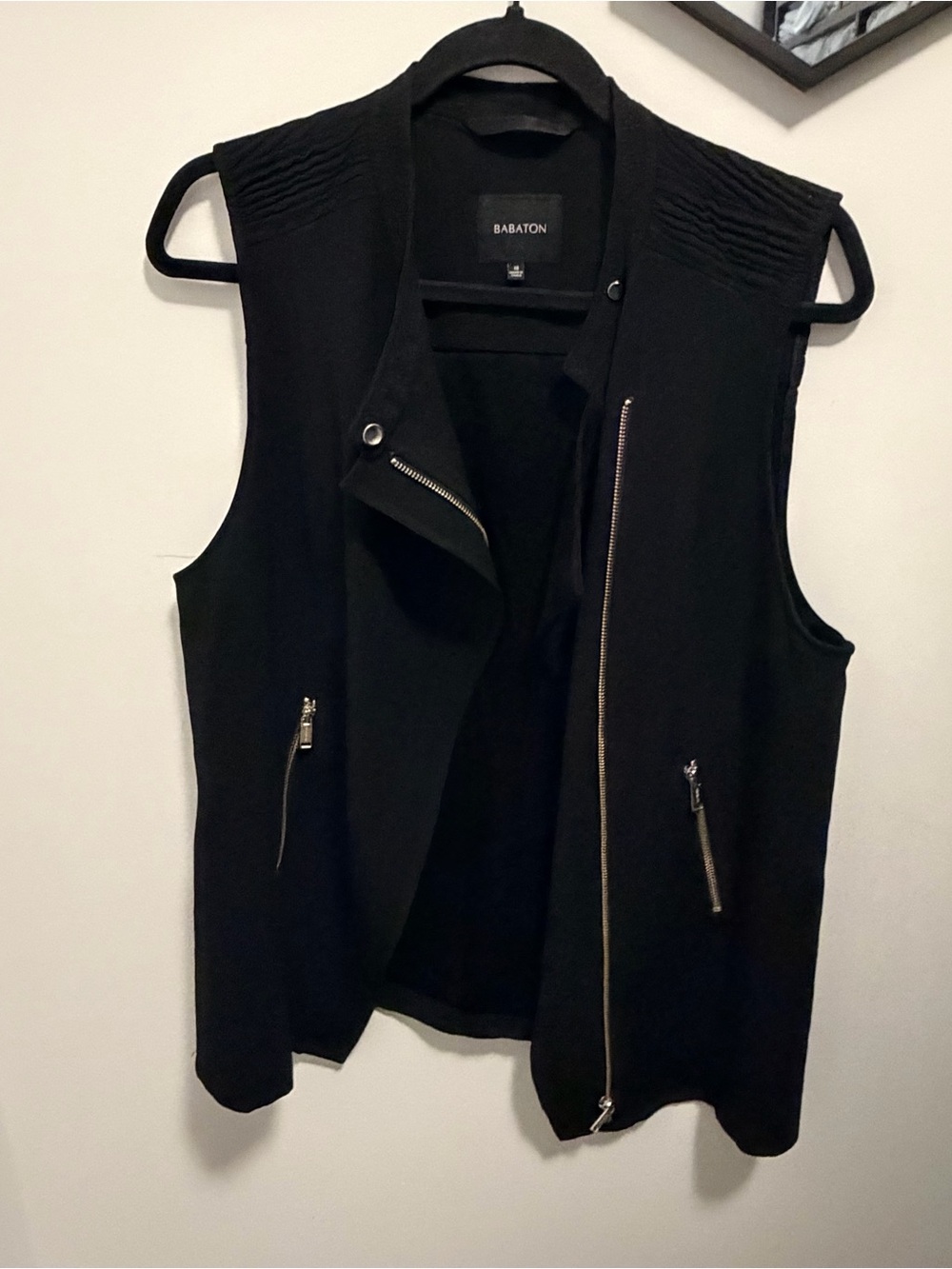 Babaton Black Sleeveless Moto Vest